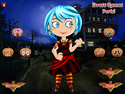 Katy in Halloween-verkleedpartij