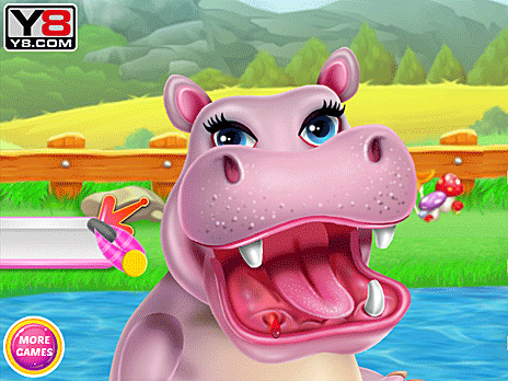 Soins du dentiste hippopotame