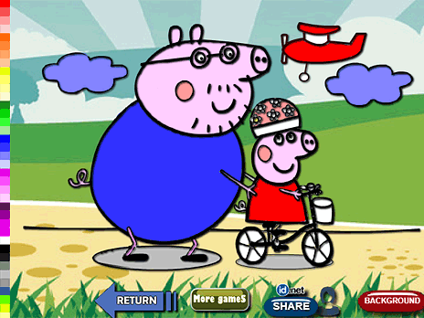 Colorear Peppa Pig Paseo en Bicicleta