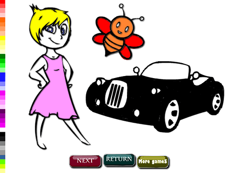 Cartoon Car & Dolls Coloring
