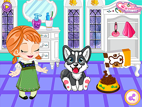 Jogo de cuidar de cachorrinhos Anna congelados