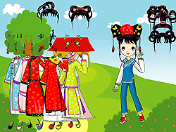 Traditionelles koreanisches Mädchen-Dressing
