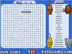 Safari Animal Word Search Game