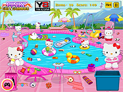 Piscina bagunçada da Hello Kitty