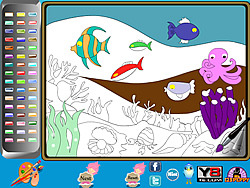 Página para colorir on-line da vida submarina