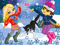 Alaskan Sisters Snowball Fight