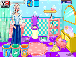 Elsa Dia de limpeza do banheiro