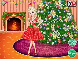 Elsa decorar el árbol de Navidad