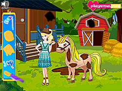Elsa en la granja de caballos