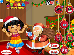Dora met kerstman-verkleedpartij