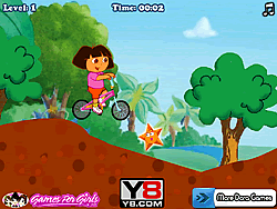 Dora andando de bicicleta