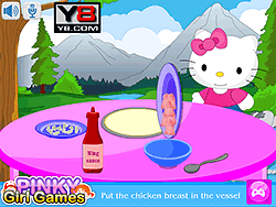 Hello Kitty готовит пиццу