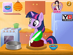 Twilight Sparkle cozinhando bolo de veludo vermelho