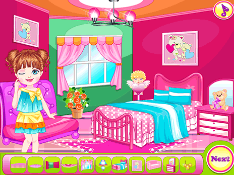 Bambino e la sua stanza rosa