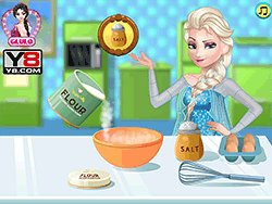 Elsa cocinando bizcocho