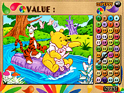 Winnie e amigos que colorem o jogo da matemática