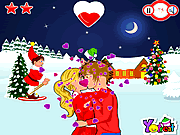 Beso del tiempo de la Navidad