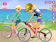 Мария и София идут велосипед