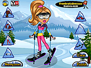 El esquí del hielo de Yasmina se viste para arriba