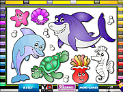 Colorante en línea de los animales de mar