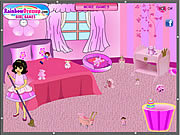 O quarto cor-de-rosa limpa