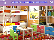 Alfabetos ocultados dormitorio colorido de los cabritos