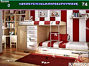Alfabetos ocultados dormitorio rojo de los cabritos