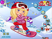 La muchacha del Snowboarder se viste para arriba