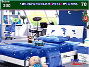 Kind-blaues Schlafzimmer versteckte Alphabete