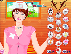 Verpleegster meisje aankleden