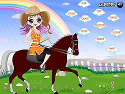 Vestir a una chica montando a caballo