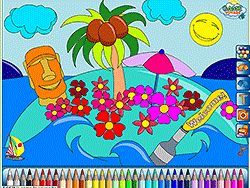 Tropisch eiland paradijs kleurplaat