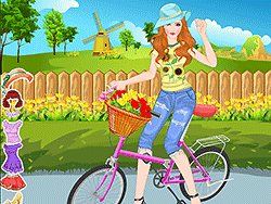 Habillage de fille à vélo