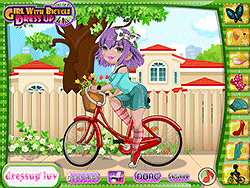 Mädchen mit Fahrrad verkleiden sich