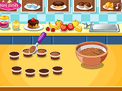 Muffins y plátano con chocolate