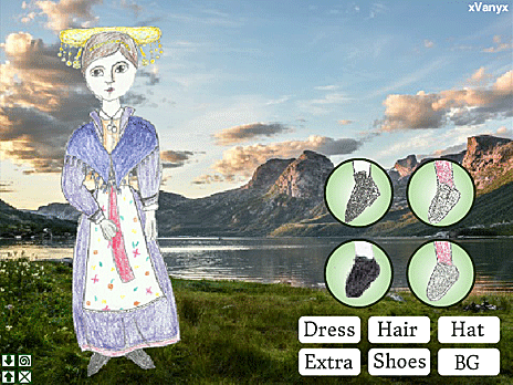 ノルウェーの紙人形のドレスアップ