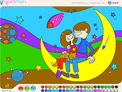 Coloriage des amoureux de la lune