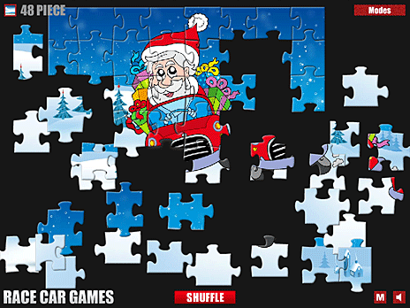 Kerstman auto puzzel